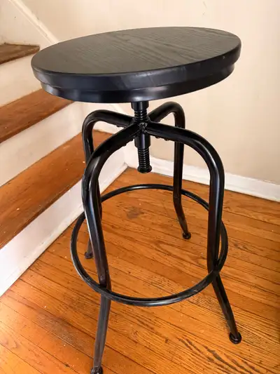  Ajistable Stool - Black Metal & Wood – Counter/Bar Height, View more
