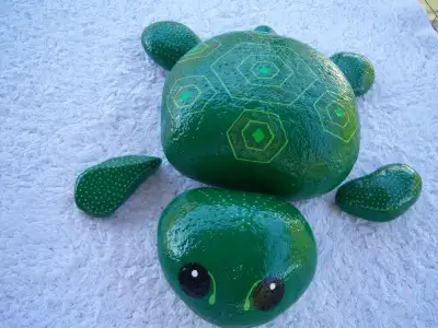 Momma & Baby Turtle Rock Art, View more
