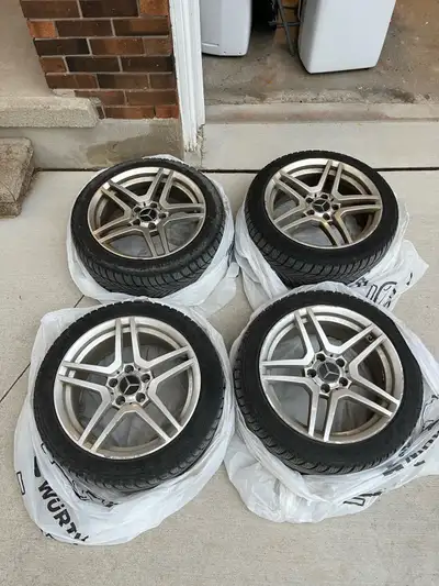 Set of 4 - 225 45 R17 tires on Mercedes RIMs. Manufacturer date of 3320 (Mid August 2020) Still have...