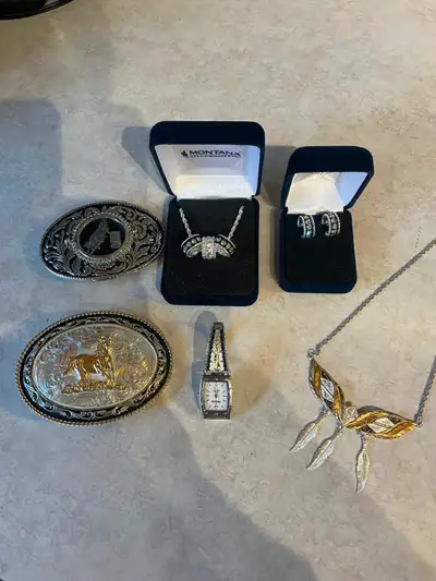 Taking offers on assorted Lammles Western Wear Montana jewellery and 2 belt buckles. Wish to sell ev...