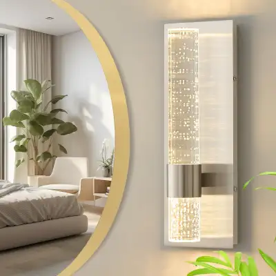 NEW Indoor LED Wall Sconce Acrylic Crystal Wired Light (nickel), View more