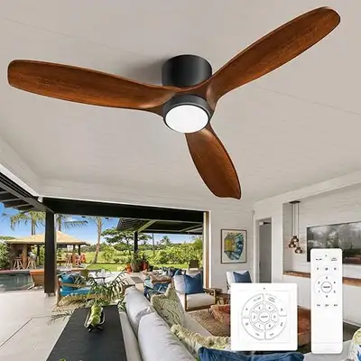 OKELI Flush Mount Wood Blades Ceiling Fan, View more