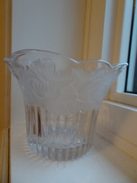 Glass Planter Pot with Rose Design