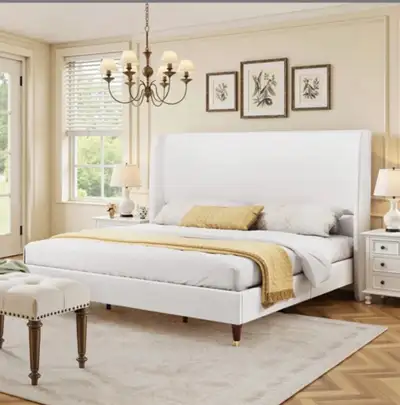 New-WADE LOGAN BELO QUEEN UPHOLSTRED BEDFRAME, WHITE, View more