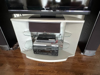 TV Corner Stand with 2 Glass Shelves