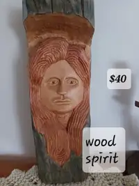 NEW CARVINGS: WOOD SPIRIT, BIRDS:WOOD SPIRIT,  $40, is about 12