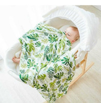 Lot de 3 couvertures d'emmaillotage en mousseline bio pour bébé 