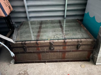 restoration hardware glass top trunk
