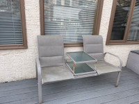Outdoor Bench with Attached Middle Table