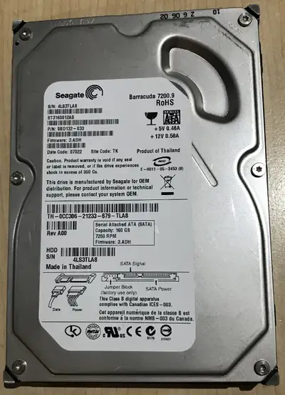 Seagate Hard Drive 160GB 3.5" SATA, View more