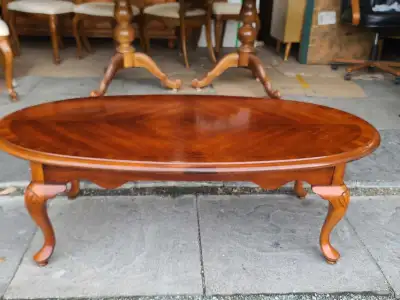 Oval Wood Coffee Table With Carved Legs, View more