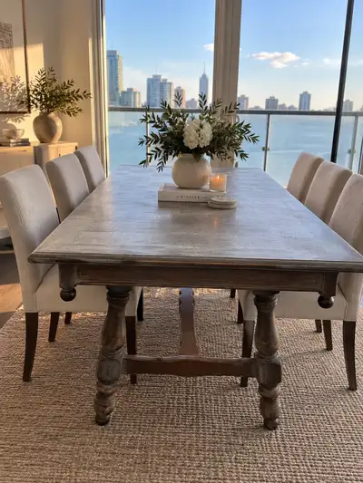 Vintage French Solid Wood Extendable Dining Table – Parquet Top, View more