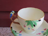 Rare--Royal Grafton Fancy Bird Handle Cup & Saucer