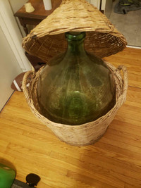 Vintage wicker Italian wine jugs