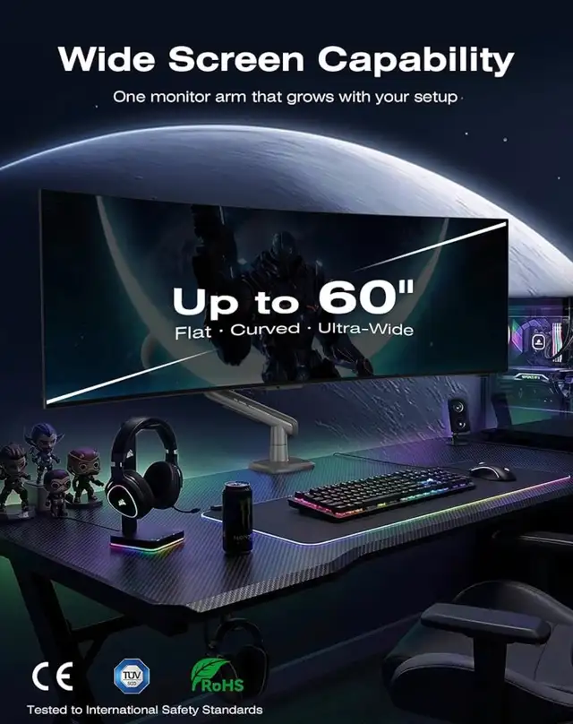 Gaming Monitor Arm for Screen up to 60