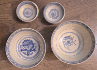 Chinese rice bowls and japanese serving tray- porcelain