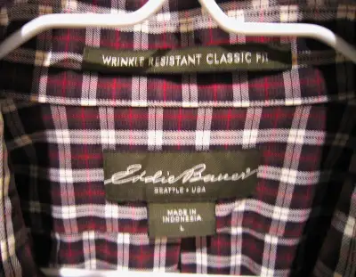 Mens Eddie Bauer Cotton Plaid Casual Shirt Large, View more