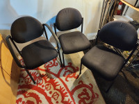 3 office chairs Black waiting room sturdy