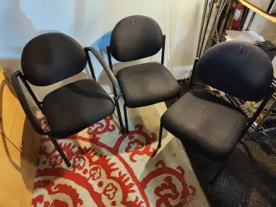 3 office chairs Black waiting room sturdy, View more