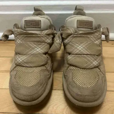 Color: sand Material: suede and mesh Design: chunky sole with modern curves and grip for traction Fi...