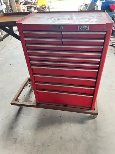 Vintage 12 drawer Beach toolbox In good shape All drawers function No key On a custom stand w side s...