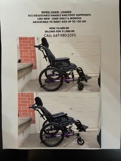 like new fully reclining wheelchair, View more