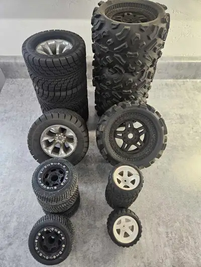 4 sets of tires for sale. Big Joe monster truck tires 6.39 x 4.25 I'm excited Road Dawg Size unknown...