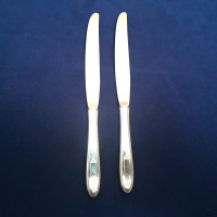 Two 9 1/4" Dinner Knives in Grosvenor Community Silver Plate