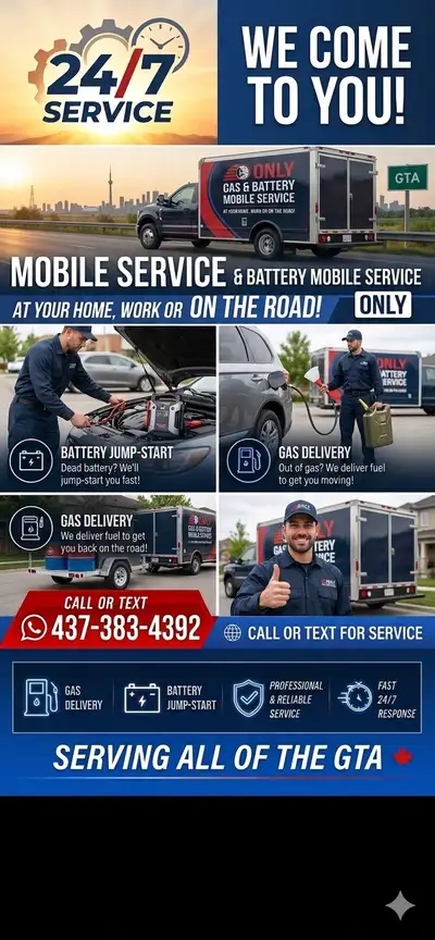 gas delivery and battery jump GTA, View more