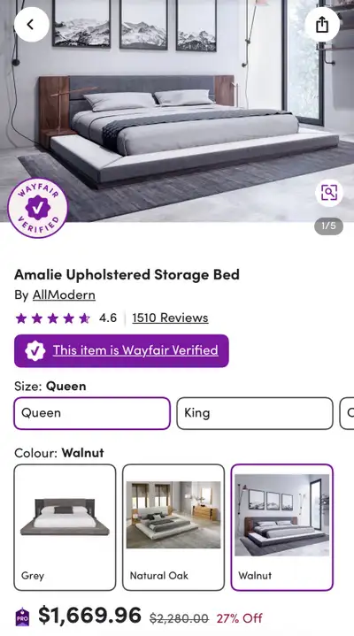 Modern Platform Bed with Headboard , View more