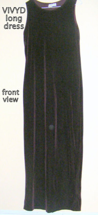 VIVYD sleeveless long dress, maroon, velvet finish, M