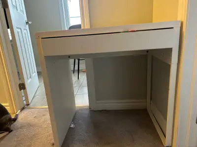 White IKEA desk with a pullout drawer, View more