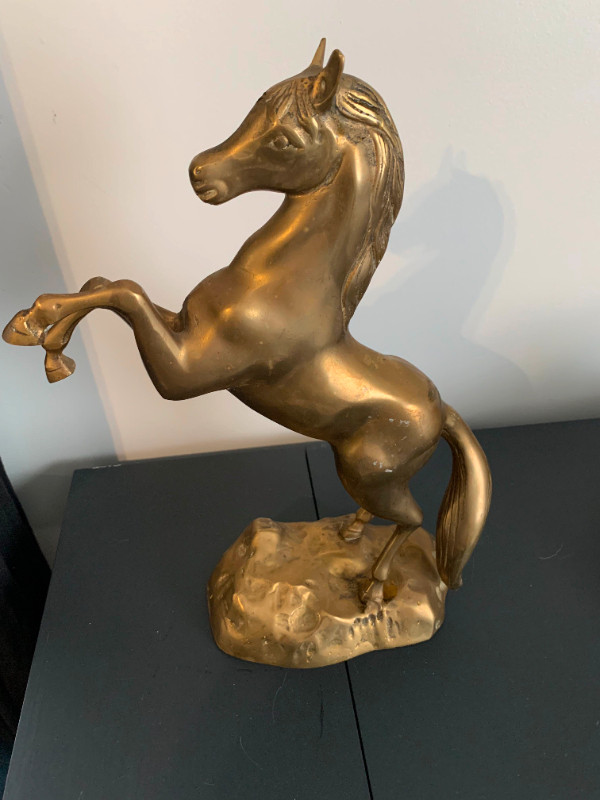 Large Brass Horse Rearing Figurine - 15in tall in Arts & Collectibles in Fredericton - Image 2