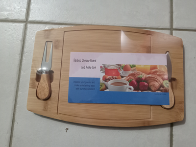 bamboo cheese/charcuterie board with knives, View more