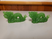 2pc lot Glass Jadeite Dragons 