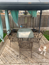 metal garden dining table and chairs. 
