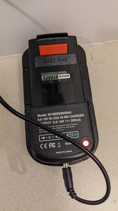 Black Decker 18v NiMH 2023 battery and charger, View more