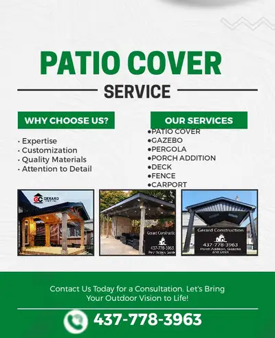 GAZEBO,  SHED, PATIO COVER,  PERGOLA,  CARPORT,  DECK, View more