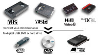 VHS VHSC MiniDV Digital8 Video8 Hi8 conversion to digital media