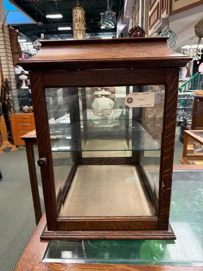 Vintage oak display cabinet , View more