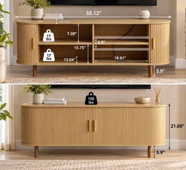 Fluted Media Console Table in TV Tables & Entertainment Units in City of Toronto - Image 3