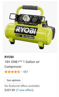 brand new ryobi 18v 1 gallon portable air compressor, tool only