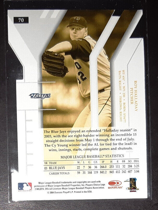 2004 Donruss Elite Extra  Aspirations Die-Cut /25 Roy Halladay in Arts & Collectibles in St. Catharines - Image 3