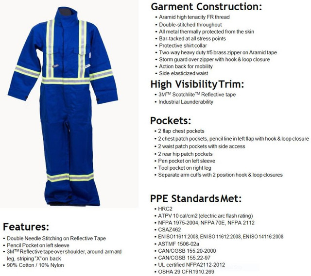(NEW) Burtek FR Treated 100% Cotton Coverall Reflective Tape 46R in Men's in City of Toronto - Image 2