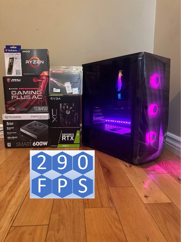 (Free COH3 Game) RTX 3060 Ti RGB Gaming PC Ryzen 5 5600 16GB RGB Desktop Computers Moncton