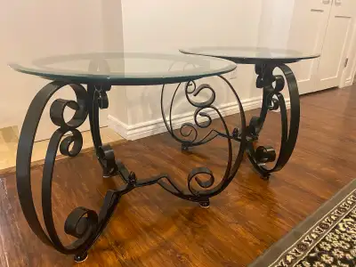 Beautiful Metal & Glass side tables, View more