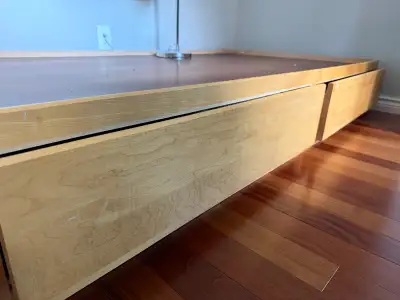 Maple Twin Captains bed frame with drawers , View more