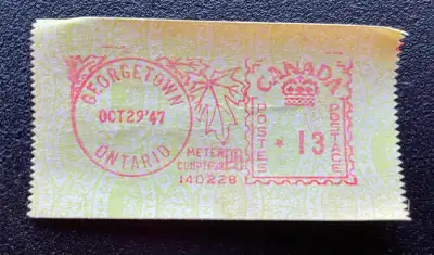 Canada Post 1947 Georgetown Ontario Meter post label, View more