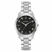 Bulova Sutton Crystal Accent Black Dial Ladies Watch - 96P236