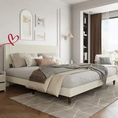 Modern Double frame with upholstered headboard, View more